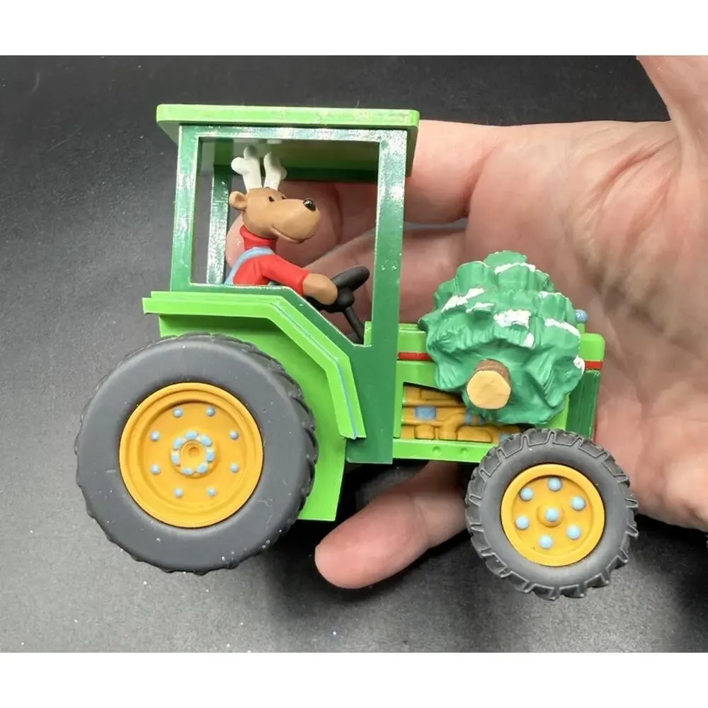1996 Hallmark Ornament Holiday Haul Reindeer Tractor ARTIST Signed! No Box -Lo16